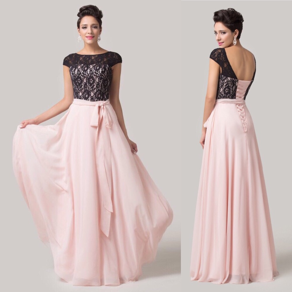 Off the Shoulder Light Pink Laced Evening Dress
